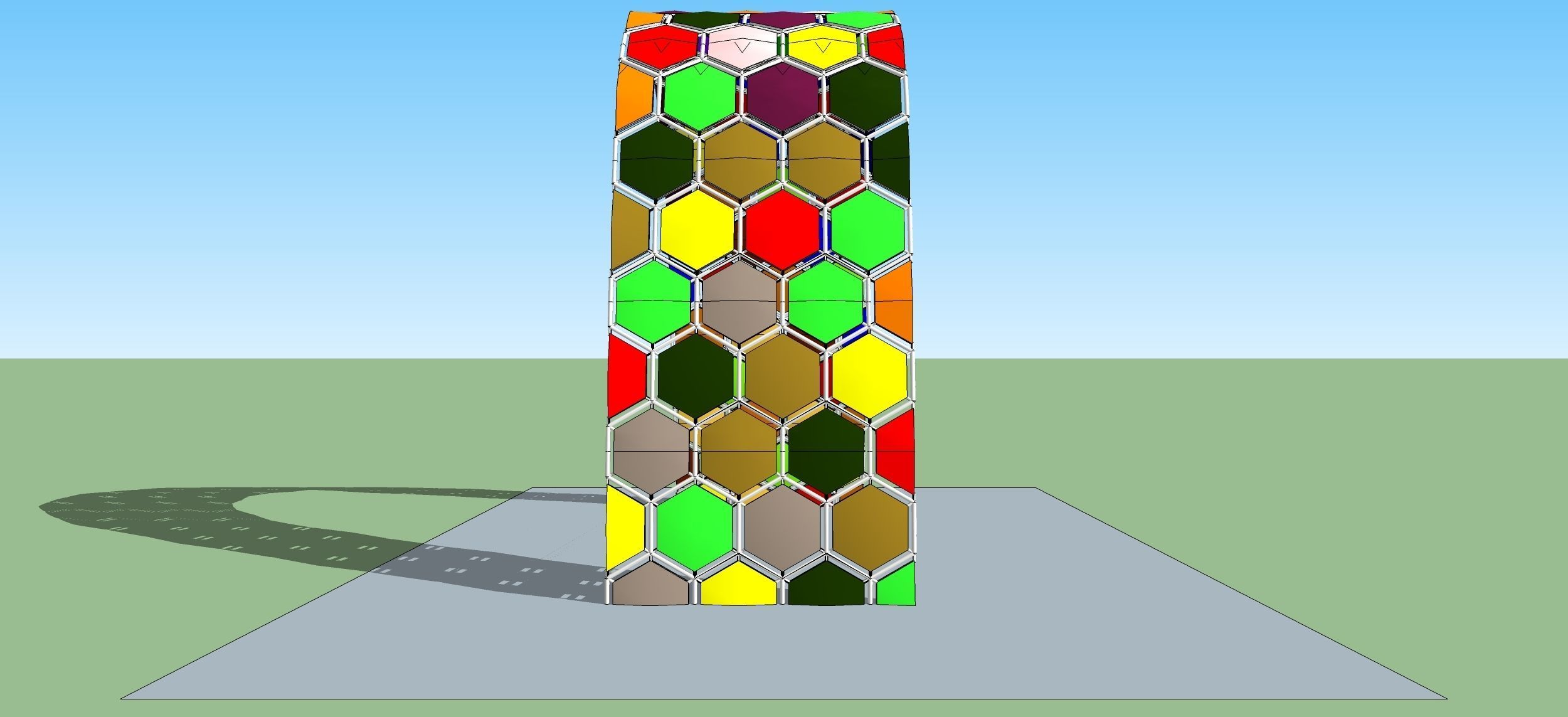 Hexagon arch pergola 3d sketchup modeling 3D model_4