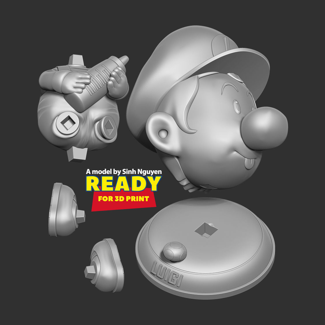 Baby Luigi 3D print model_2