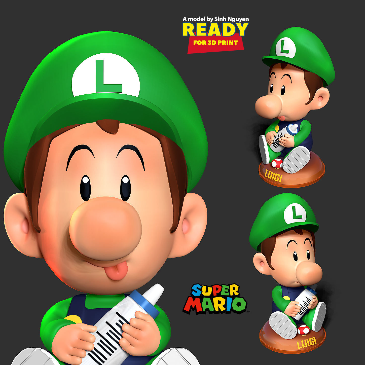 Baby Luigi 3D print model_1