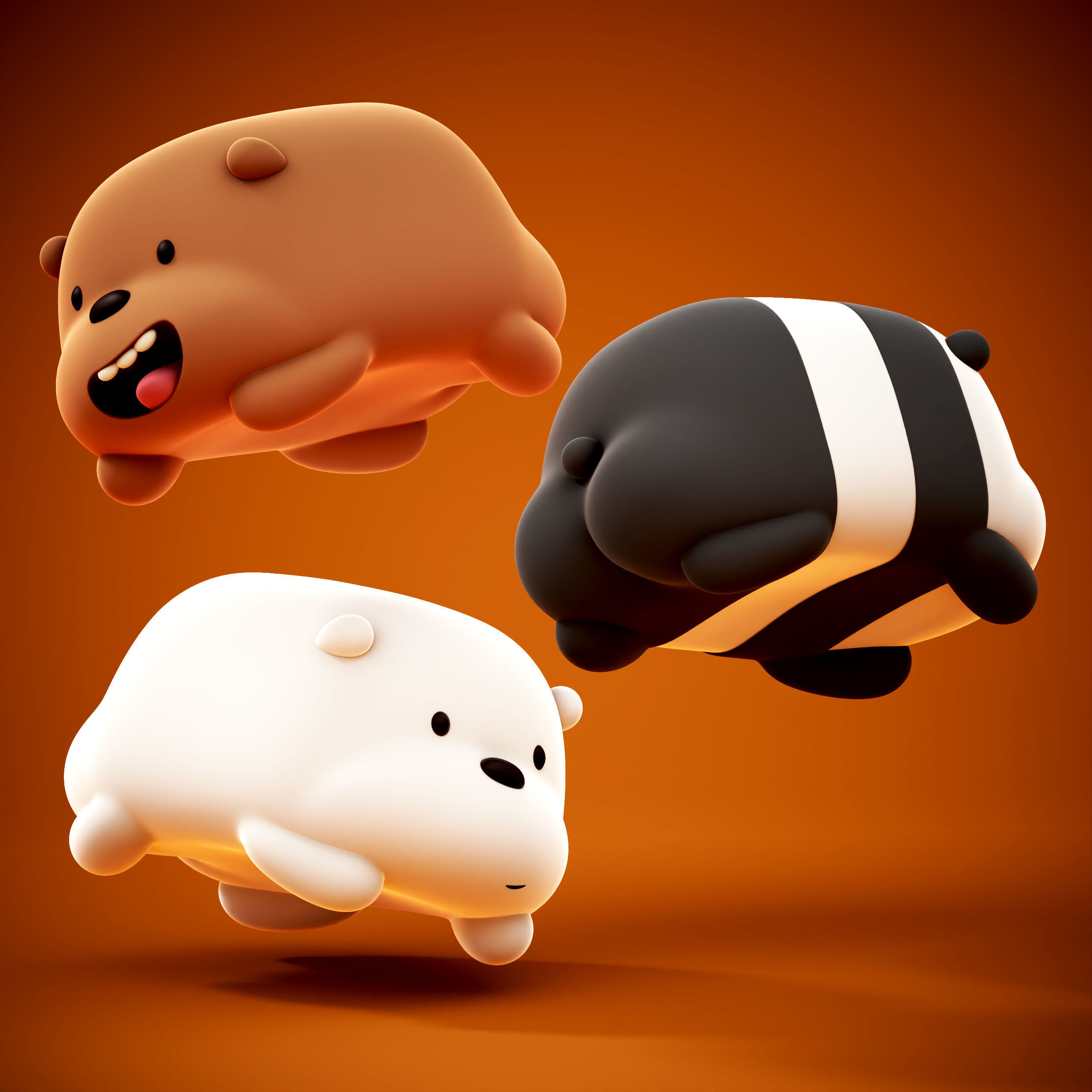 WE BARE BEAR PRE-SUPPORTED  NO SUPPORT VERSION 3D print model_1