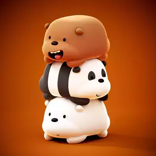 WE BARE BEAR PRE-SUPPORTED  NO SUPPORT VERSION 3D print model