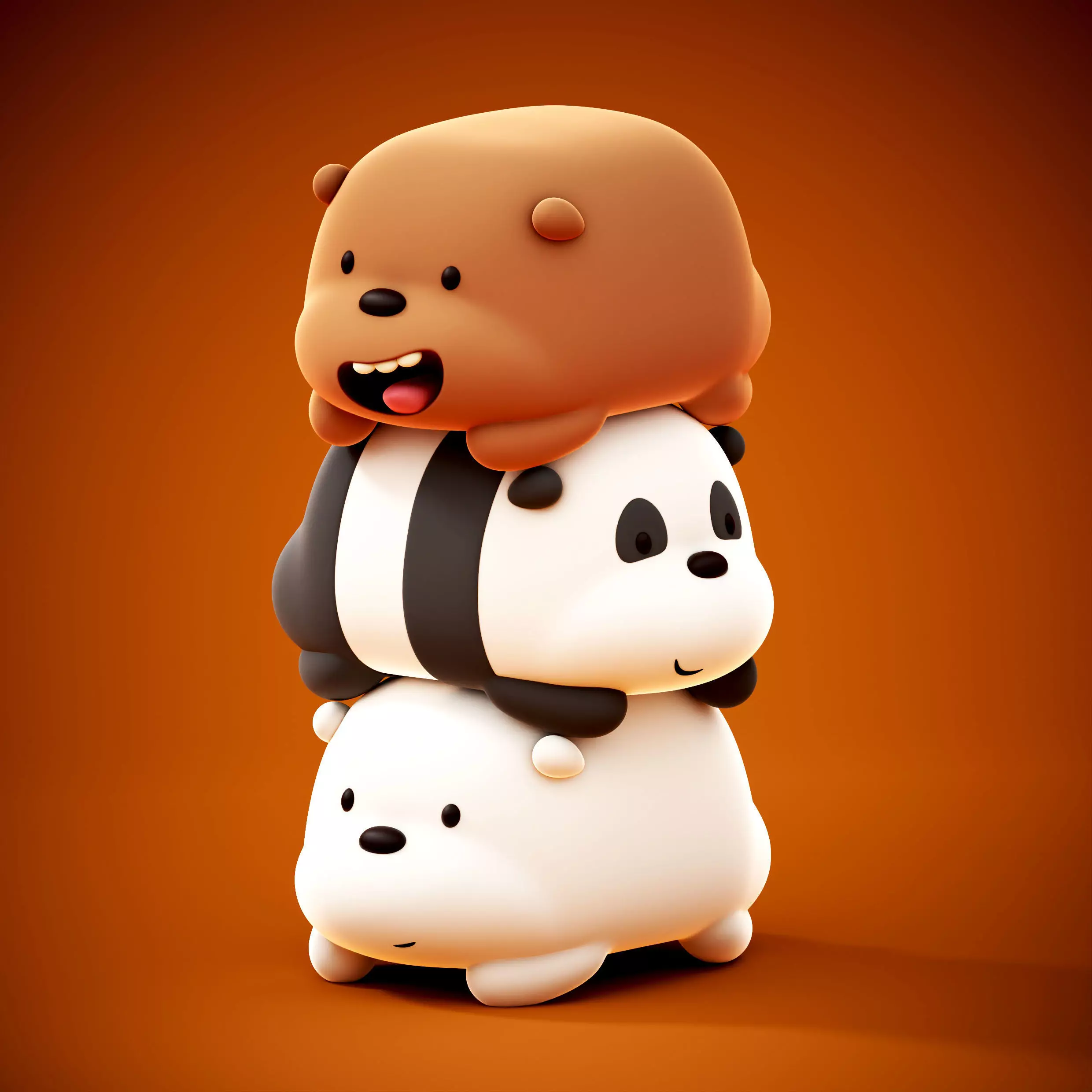 WE BARE BEAR PRE-SUPPORTED  NO SUPPORT VERSION 3D print model_0