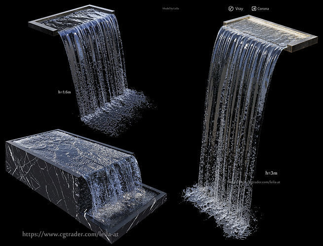 Waterfall fountains cascade Water Features 3D model