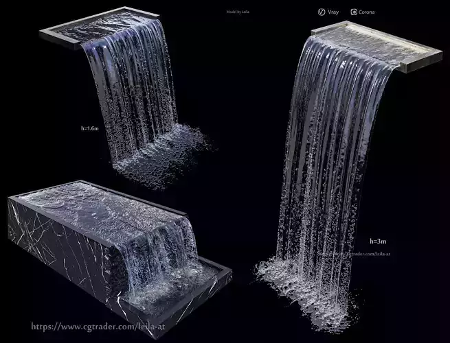 Waterfall fountains cascade Water Features 3D model