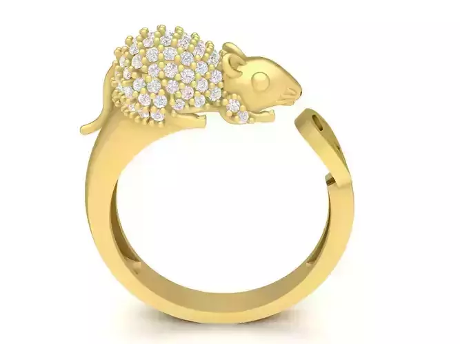 fengshui lucky zodiac diamond mouse ring 3685