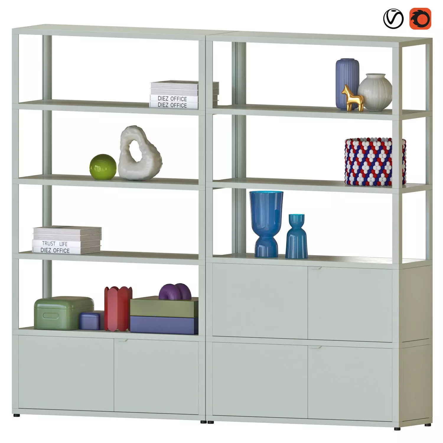 Hay New Order Bookshelf High with Storage 3D model_0