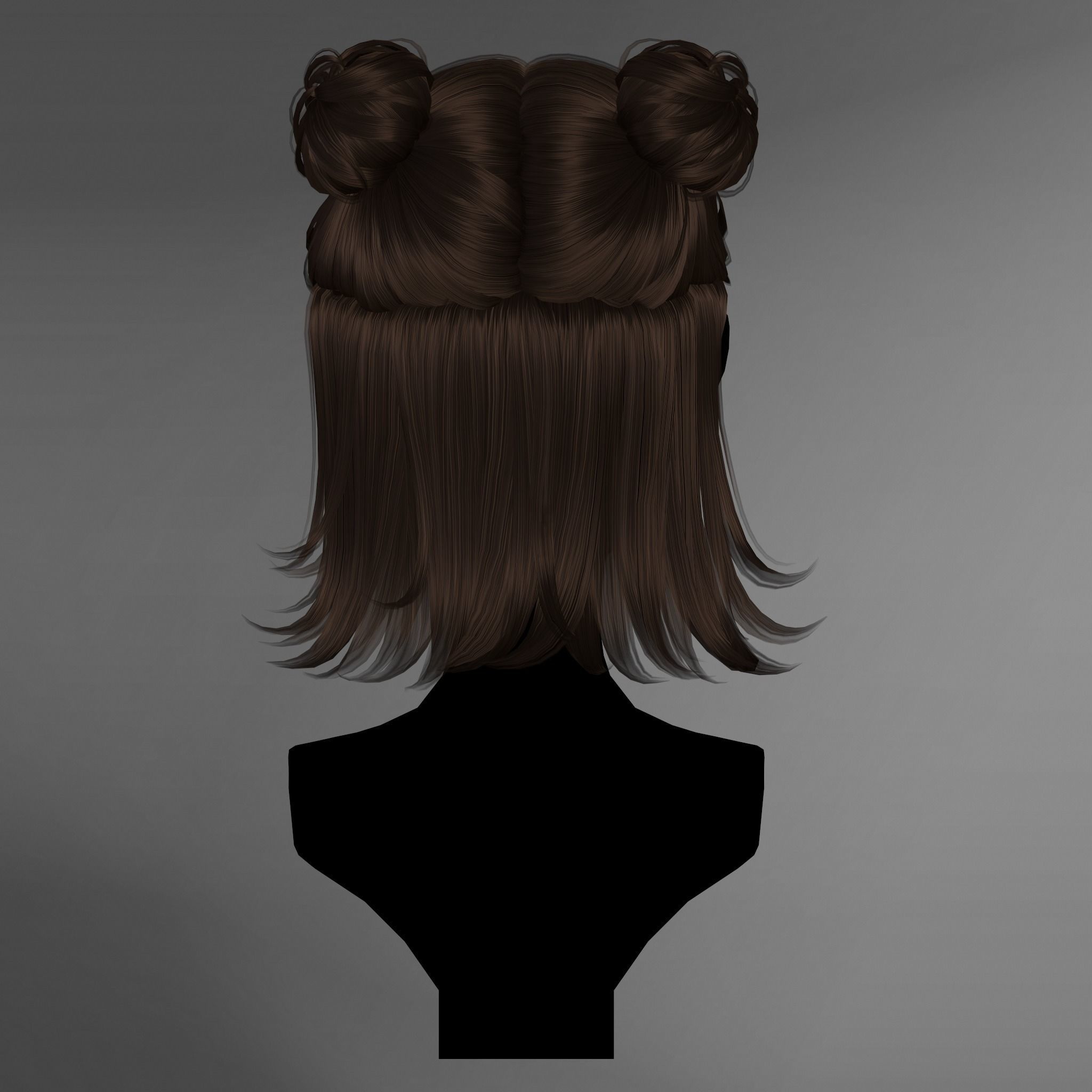 Game Hair - Stylized Female Hairstyle V1 Low-poly 3D model_4