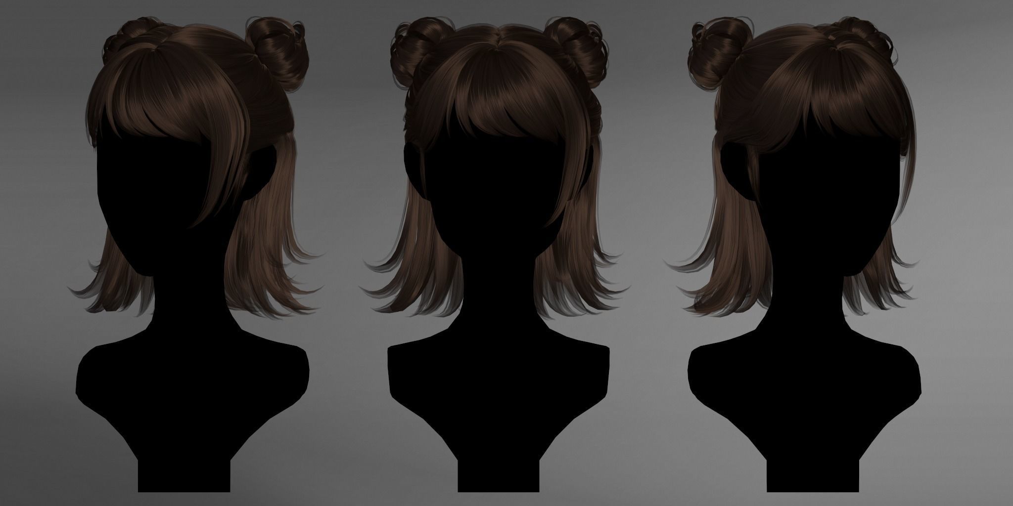 Game Hair - Stylized Female Hairstyle V1 Low-poly 3D model_1