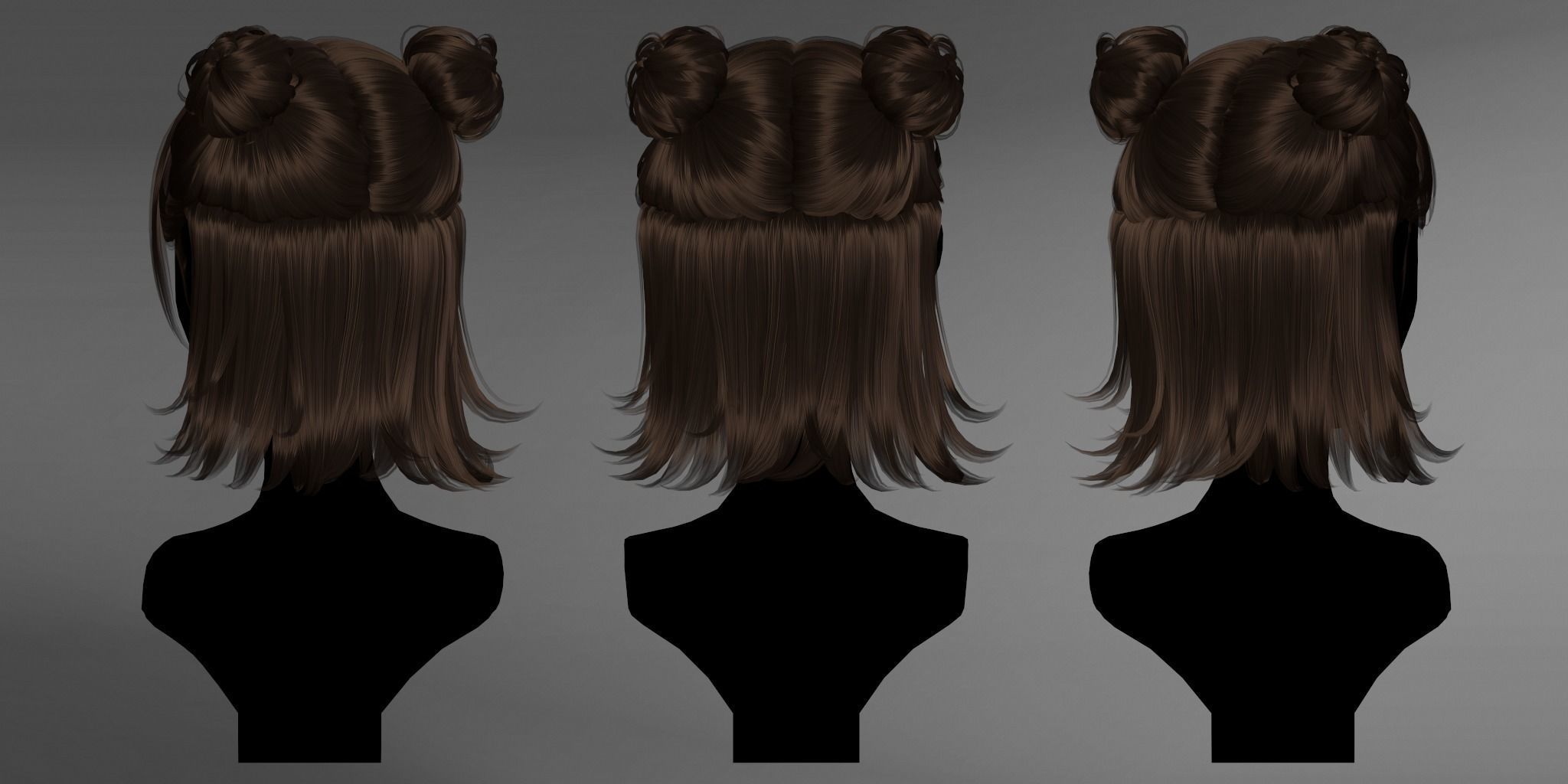 Game Hair - Stylized Female Hairstyle V1 Low-poly 3D model_2