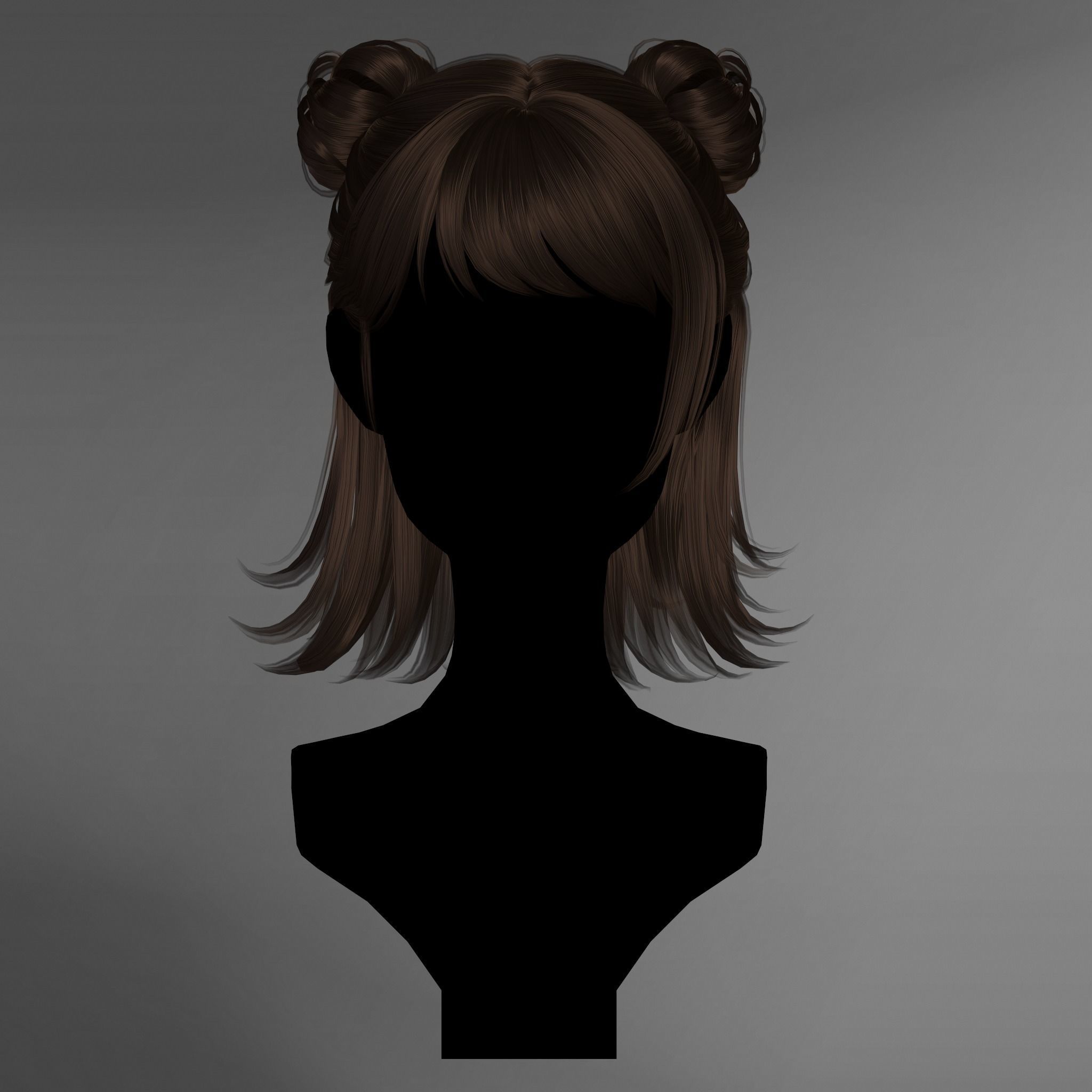 Game Hair - Stylized Female Hairstyle V1 Low-poly 3D model_3