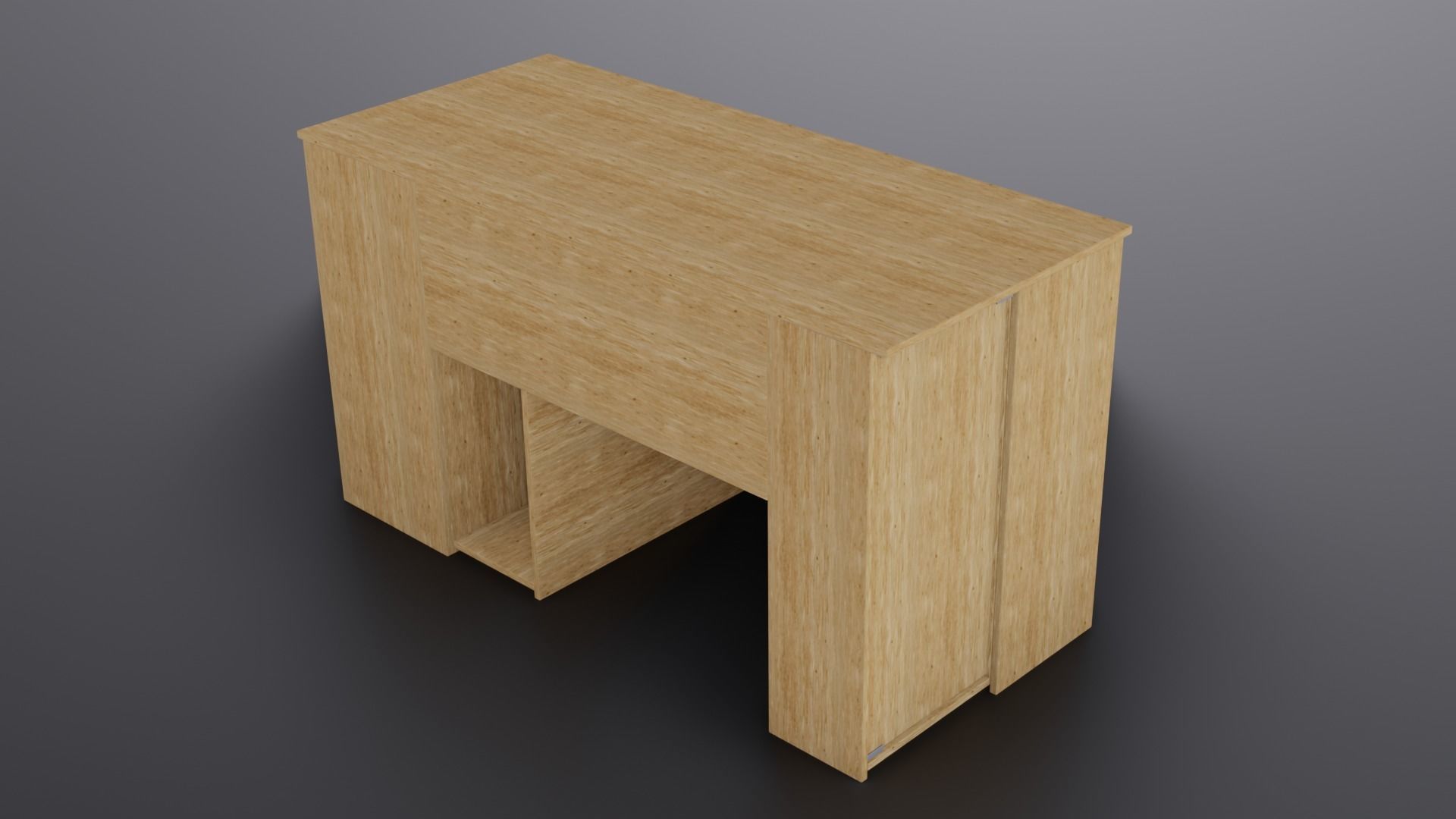 Desk model wooden with drawers and shelves 3D model_2
