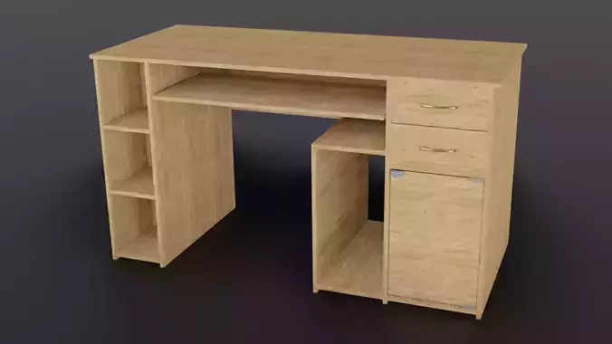 Desk model wooden with drawers and shelves