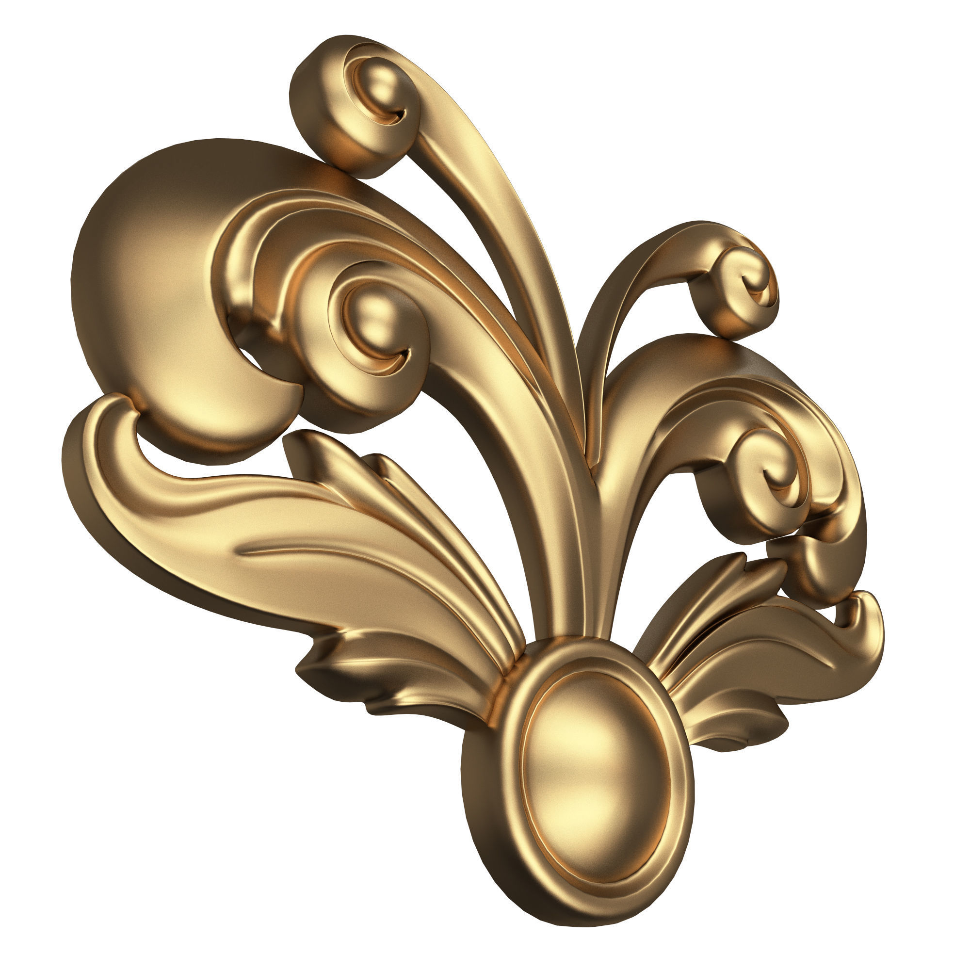 Carved Plaster Molding Decoration 014 Low-poly 3D model_3