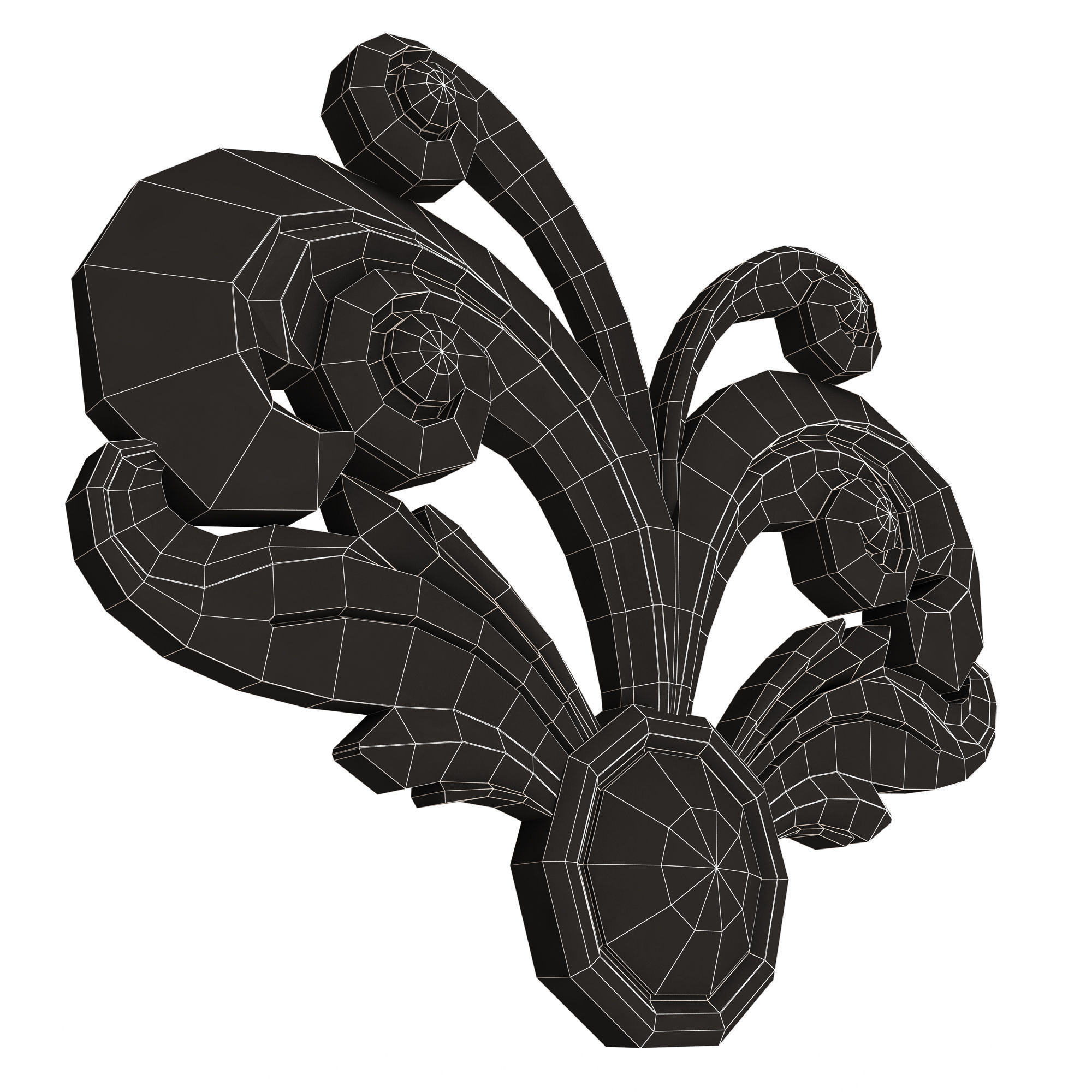 Carved Plaster Molding Decoration 014 Low-poly 3D model_15