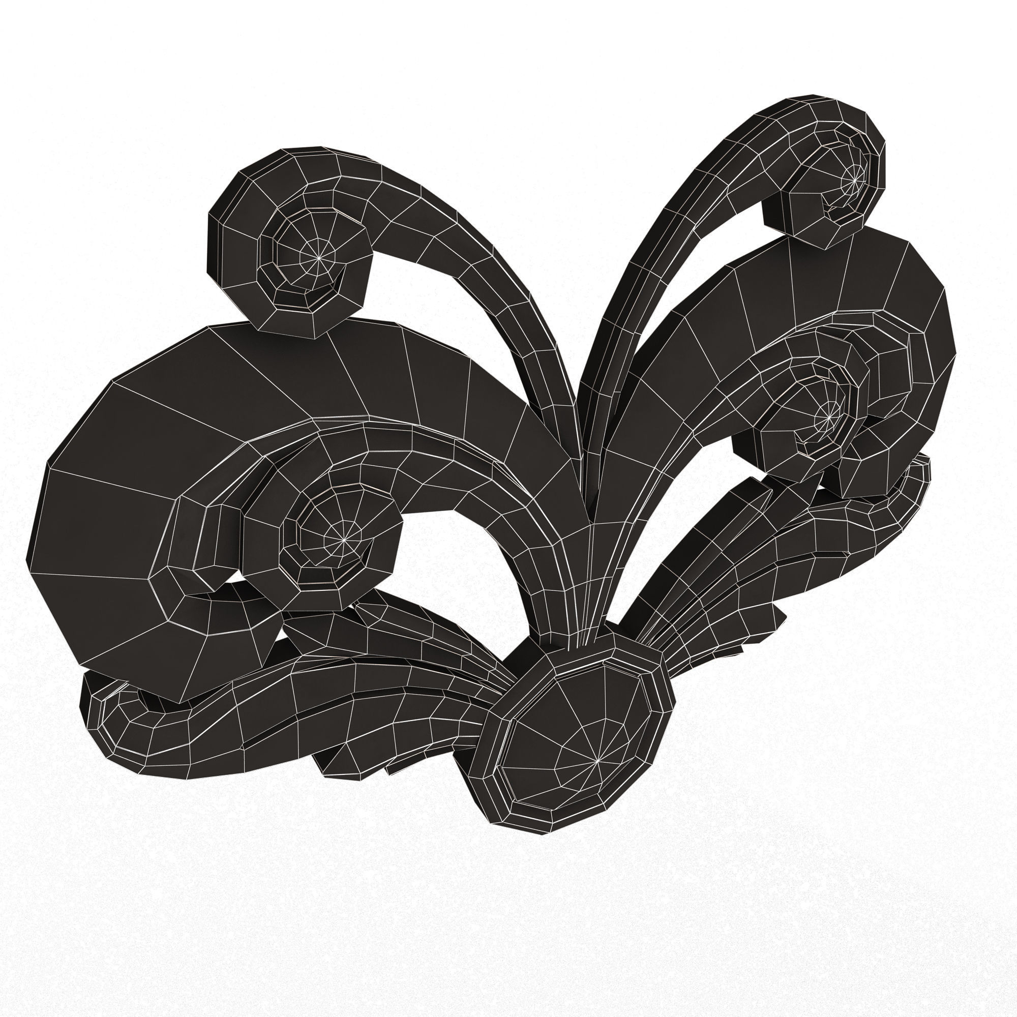 Carved Plaster Molding Decoration 014 Low-poly 3D model_13