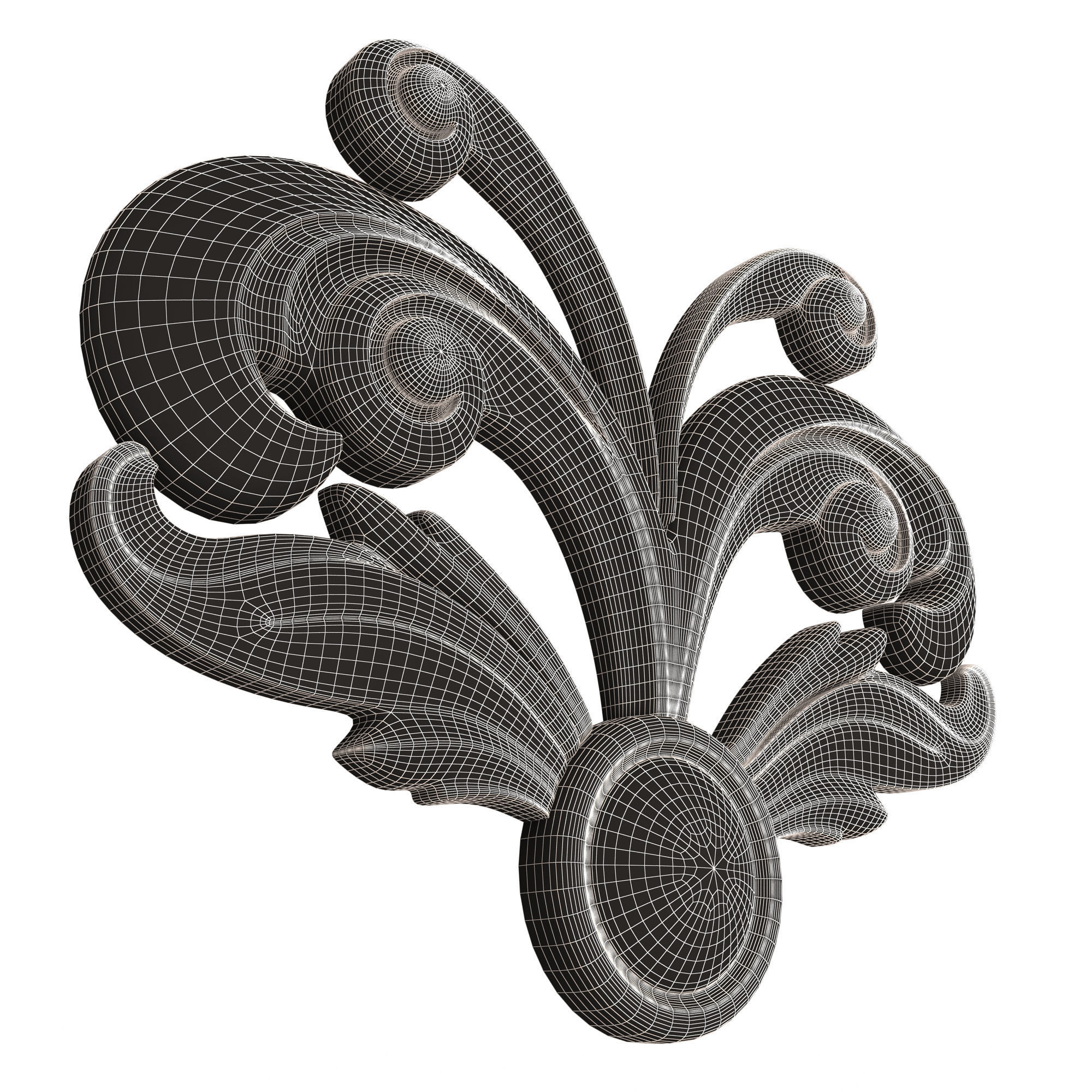 Carved Plaster Molding Decoration 014 Low-poly 3D model_9
