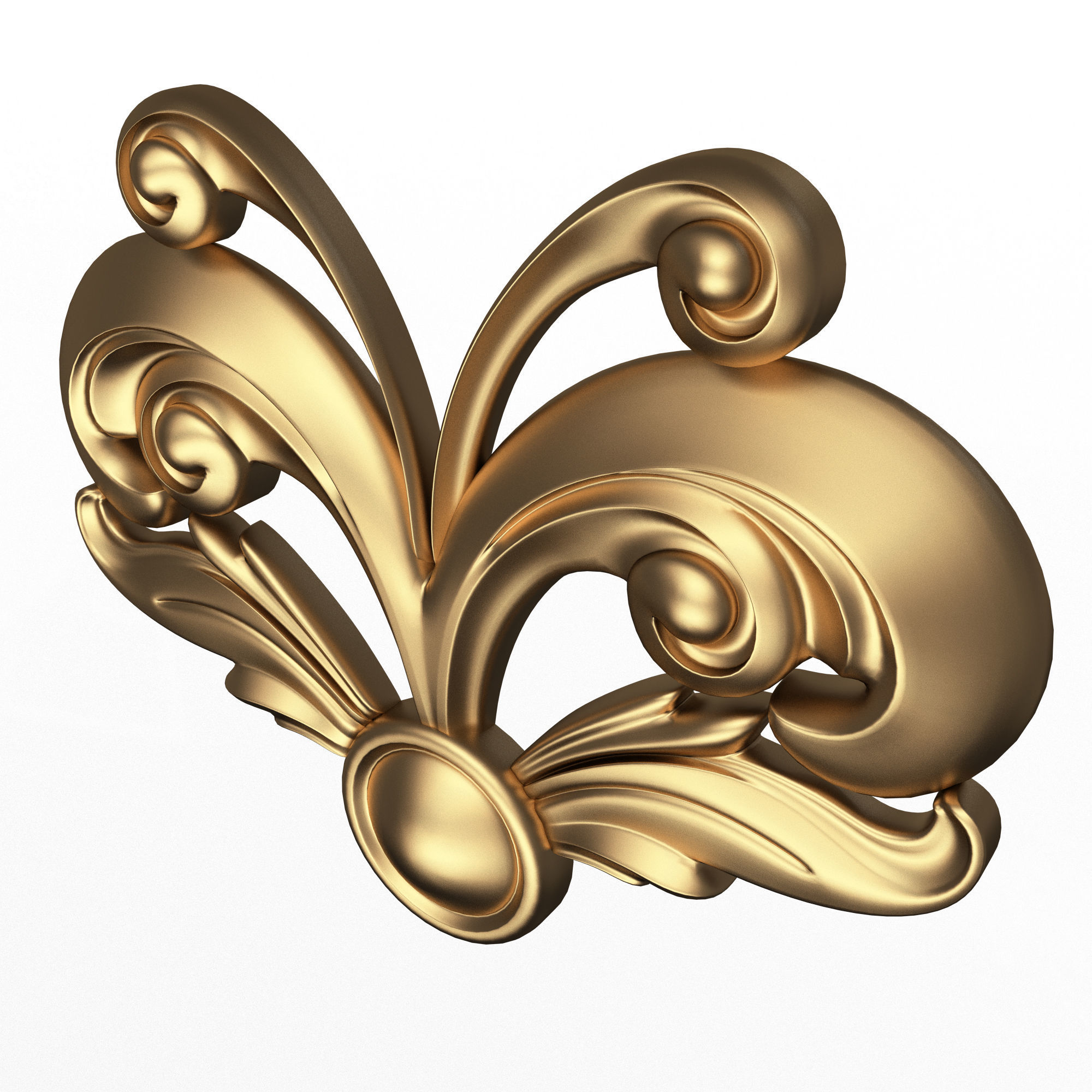 Carved Plaster Molding Decoration 014 Low-poly 3D model_2