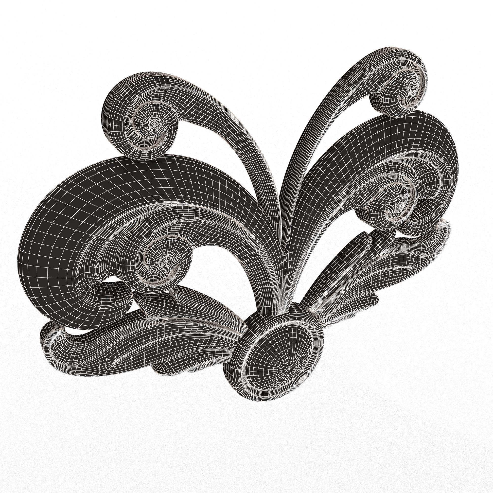 Carved Plaster Molding Decoration 014 Low-poly 3D model_7