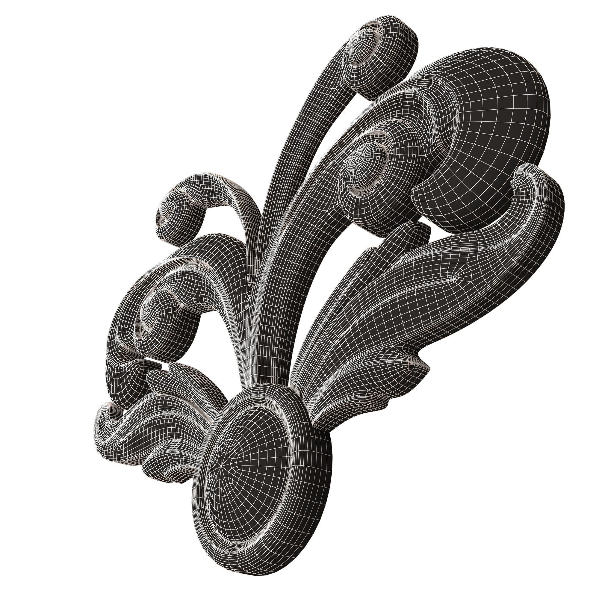 Carved Plaster Molding Decoration 014 Low-poly 3D model_10