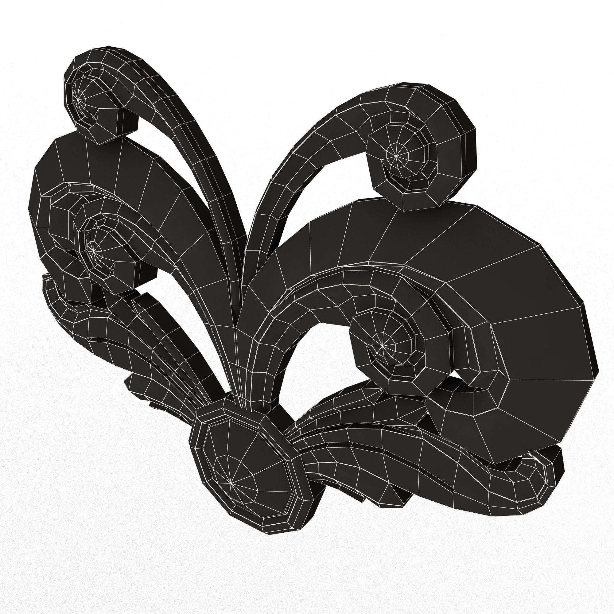 Carved Plaster Molding Decoration 014 Low-poly 3D model_14