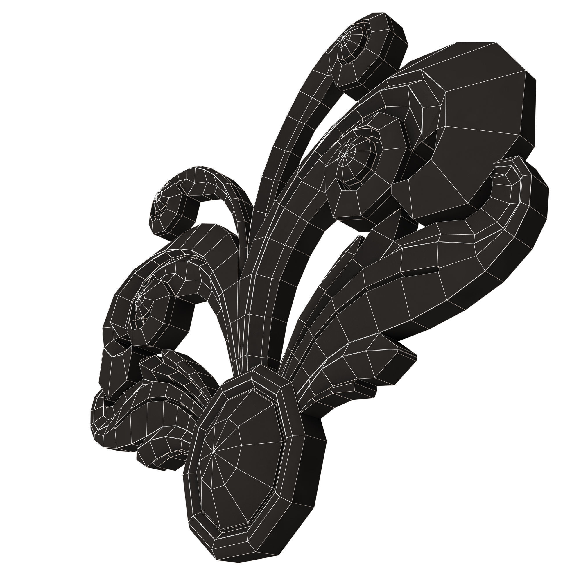 Carved Plaster Molding Decoration 014 Low-poly 3D model_16