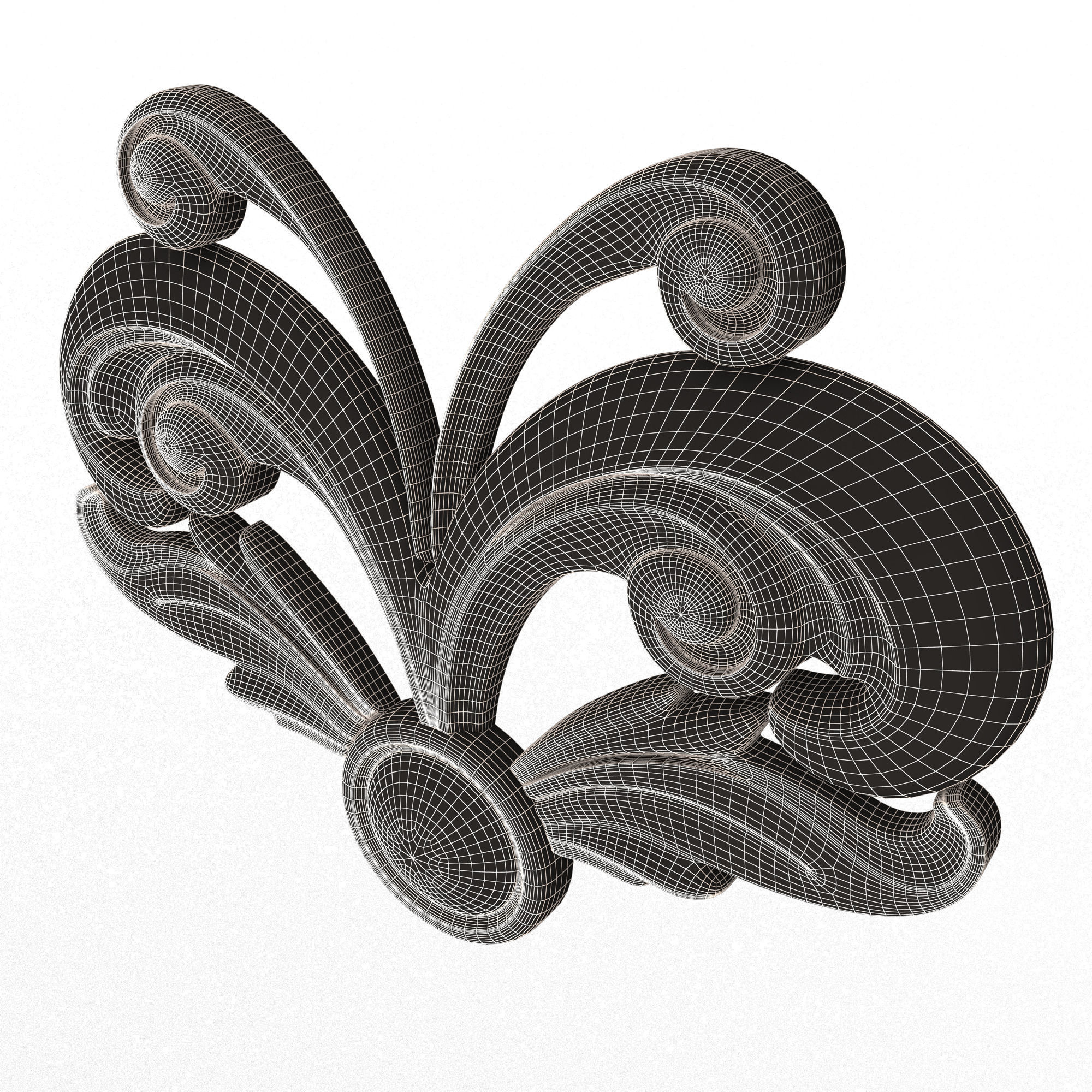 Carved Plaster Molding Decoration 014 Low-poly 3D model_8