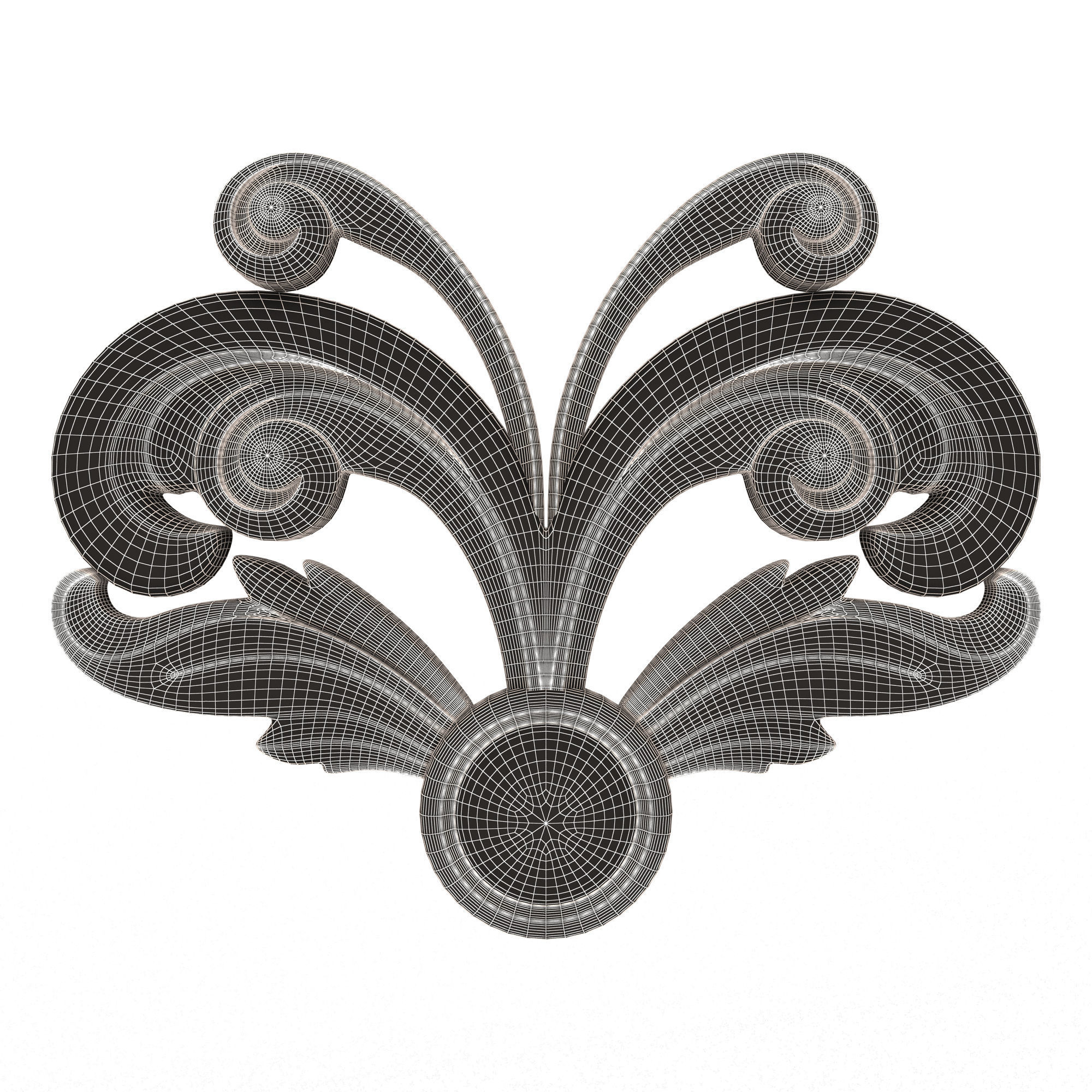 Carved Plaster Molding Decoration 014 Low-poly 3D model_6