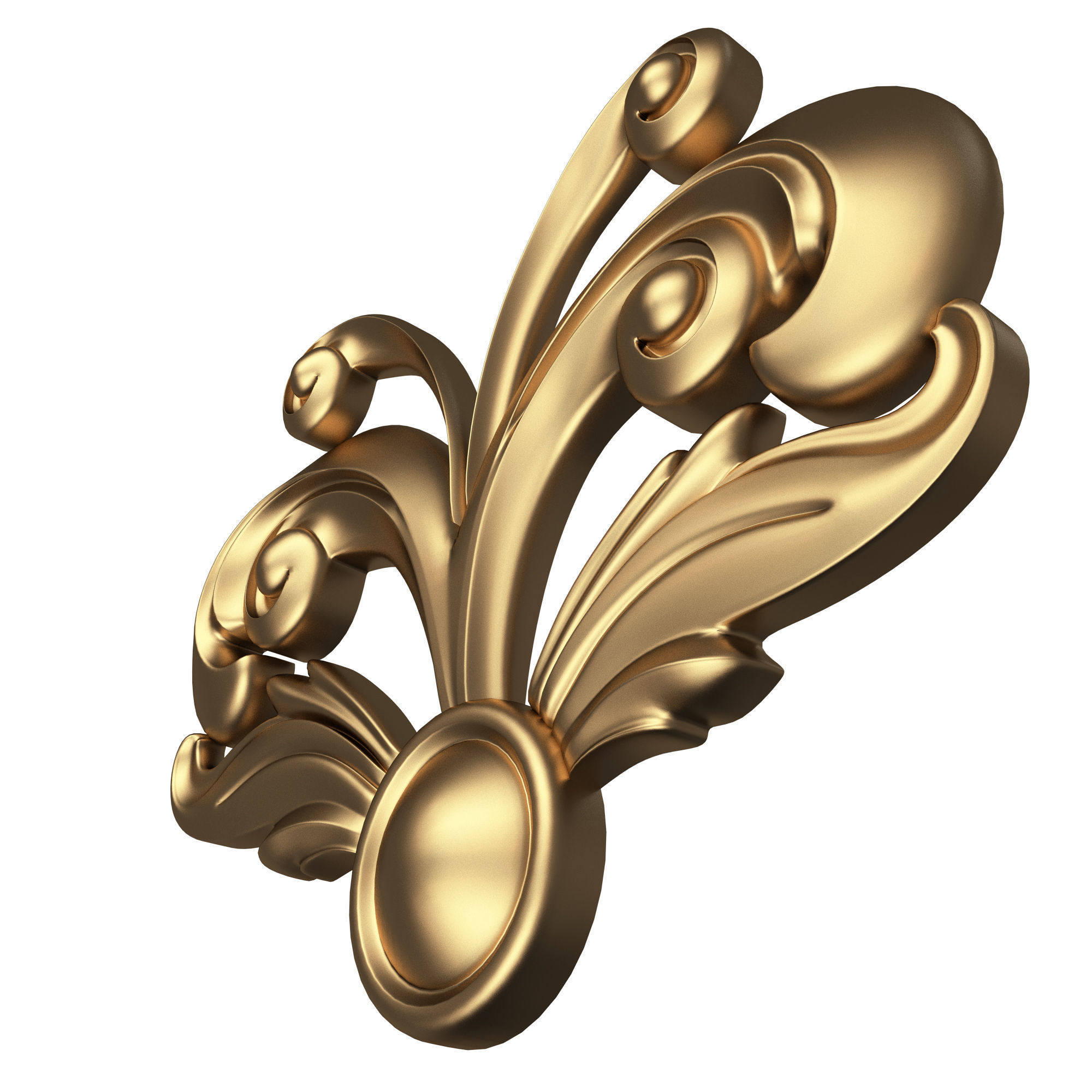 Carved Plaster Molding Decoration 014 Low-poly 3D model_4