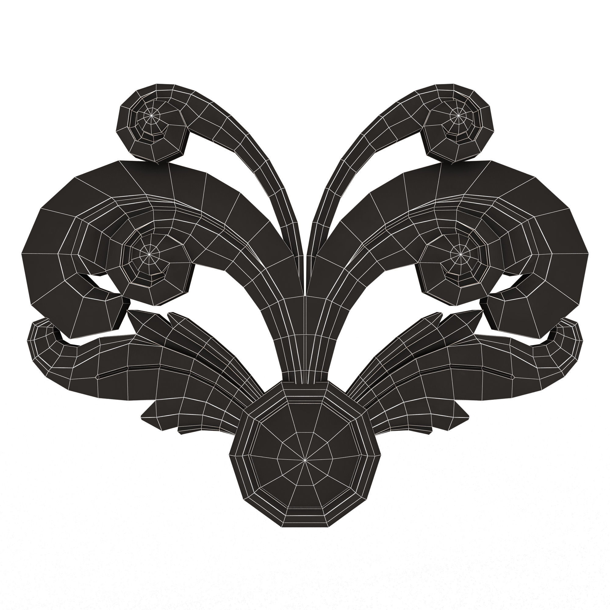 Carved Plaster Molding Decoration 014 Low-poly 3D model_12