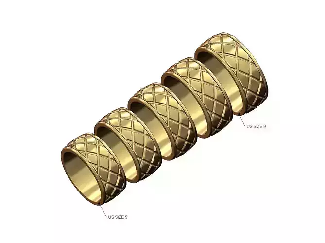 Wide cross diamond engraving cigar band