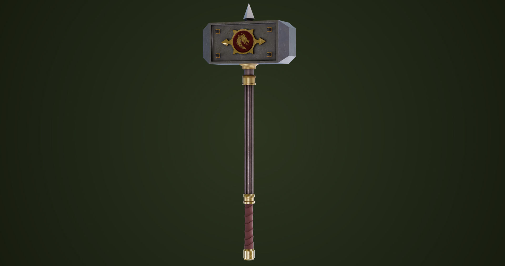 Battle Hammer 01 All PBR Unity UE V-Ray Textures Included Low-poly 3D model_5