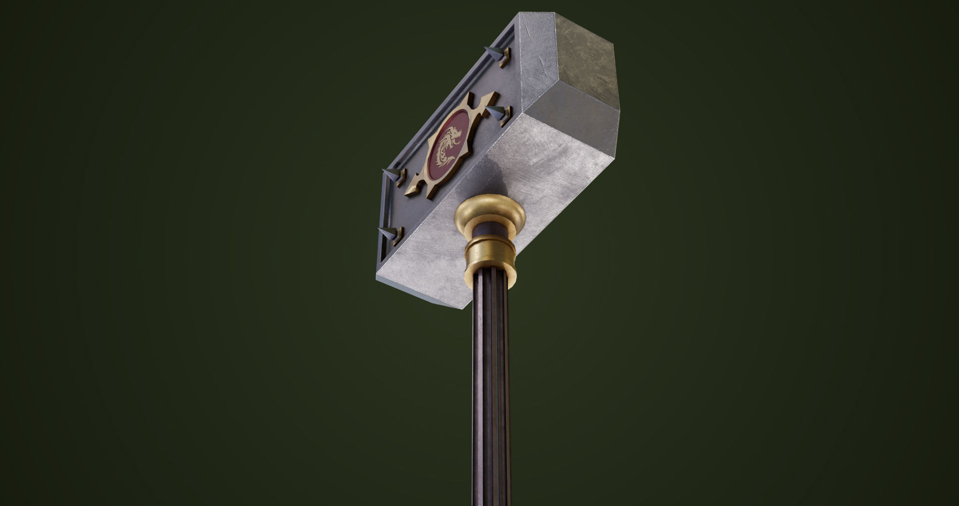 Battle Hammer 01 All PBR Unity UE V-Ray Textures Included Low-poly 3D model_20