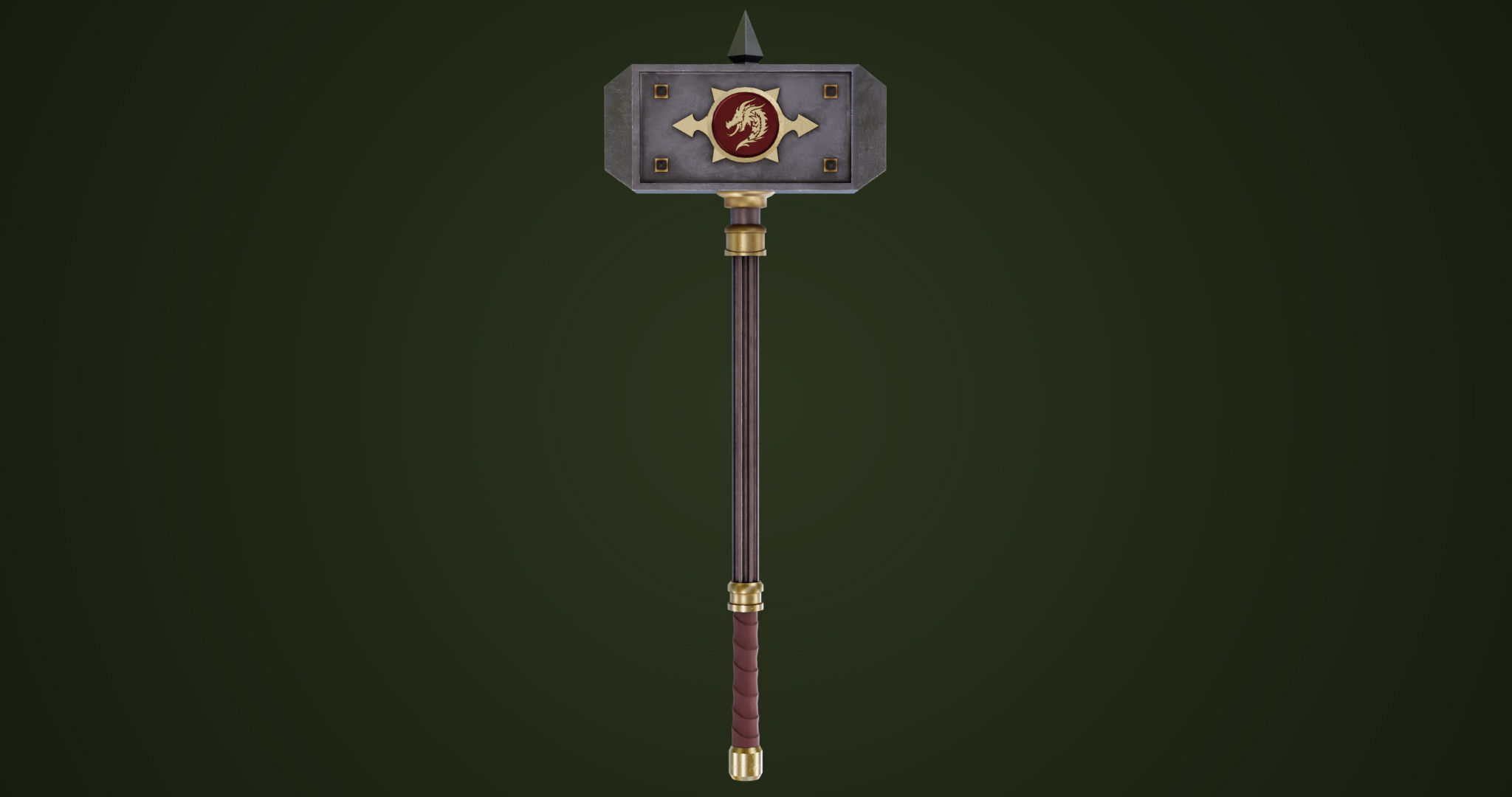 Battle Hammer 01 All PBR Unity UE V-Ray Textures Included Low-poly 3D model_1