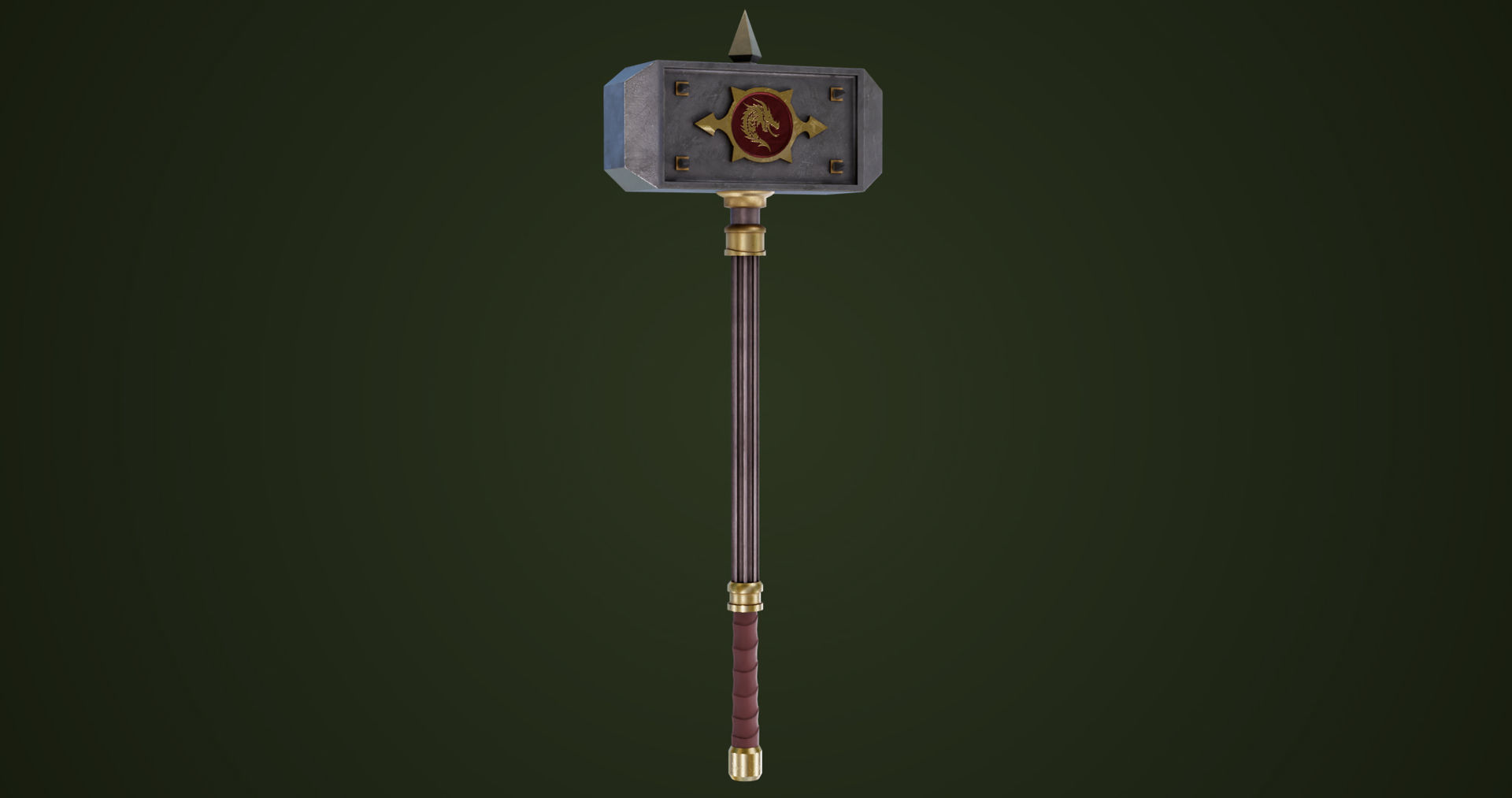 Battle Hammer 01 All PBR Unity UE V-Ray Textures Included Low-poly 3D model_6