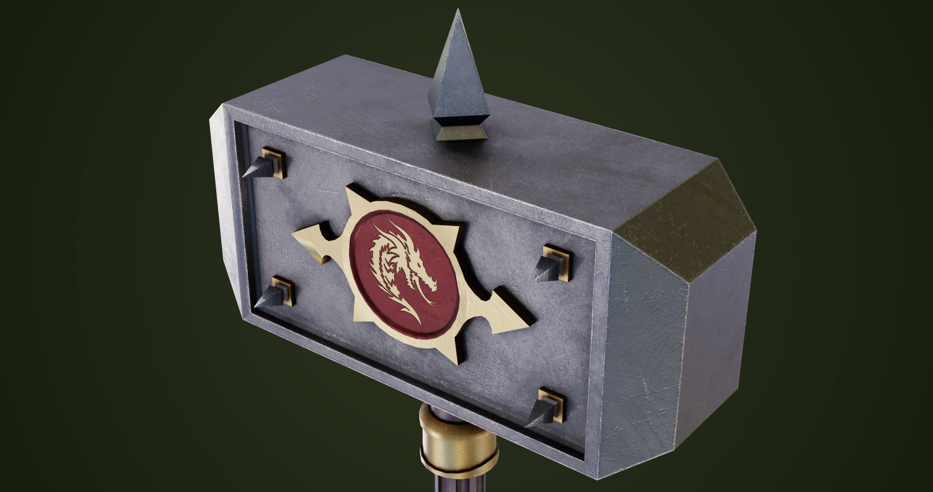 Battle Hammer 01 All PBR Unity UE V-Ray Textures Included Low-poly 3D model_11