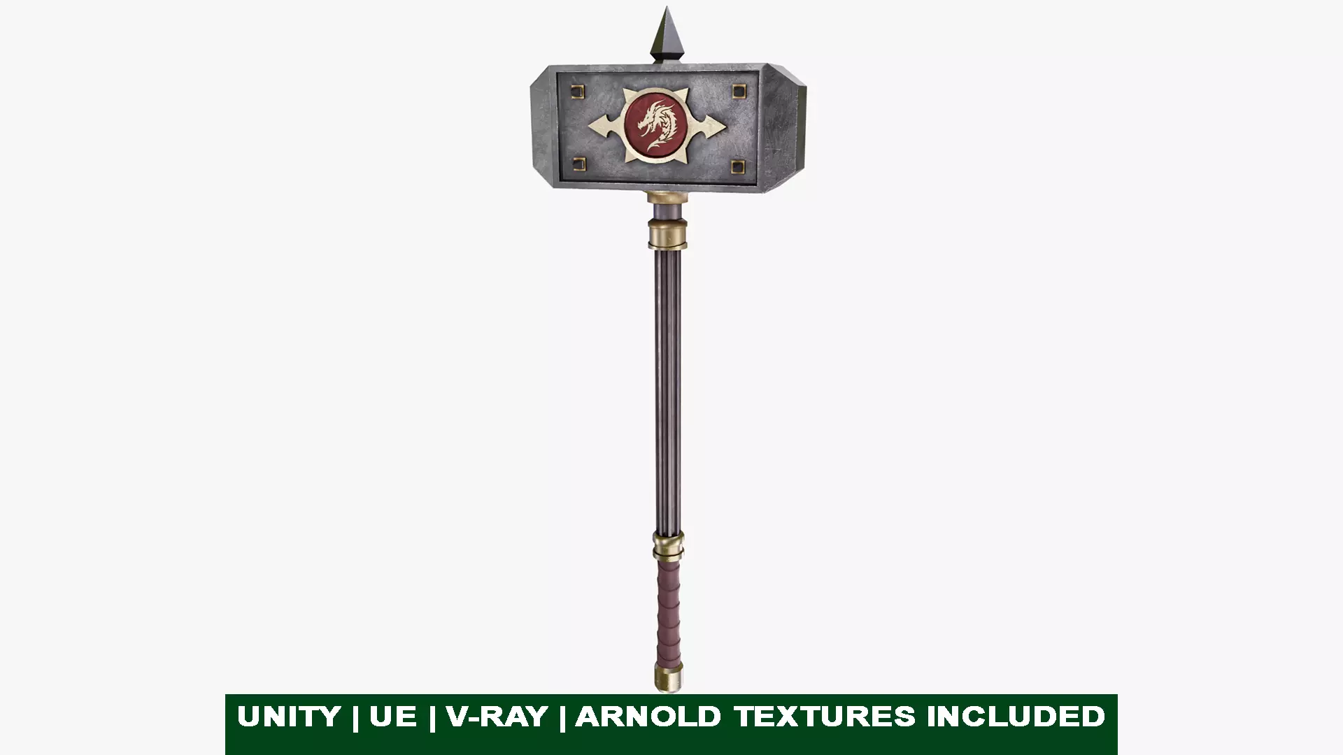 Battle Hammer 01 All PBR Unity UE V-Ray Textures Included Low-poly 3D model_0