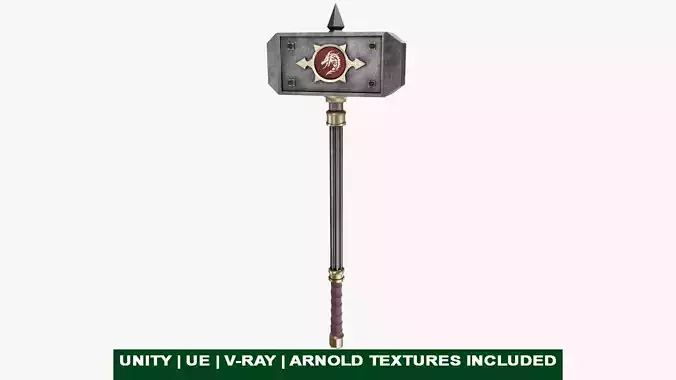 Battle Hammer 01 All PBR Unity UE V-Ray Textures Included  Low-poly 3D model