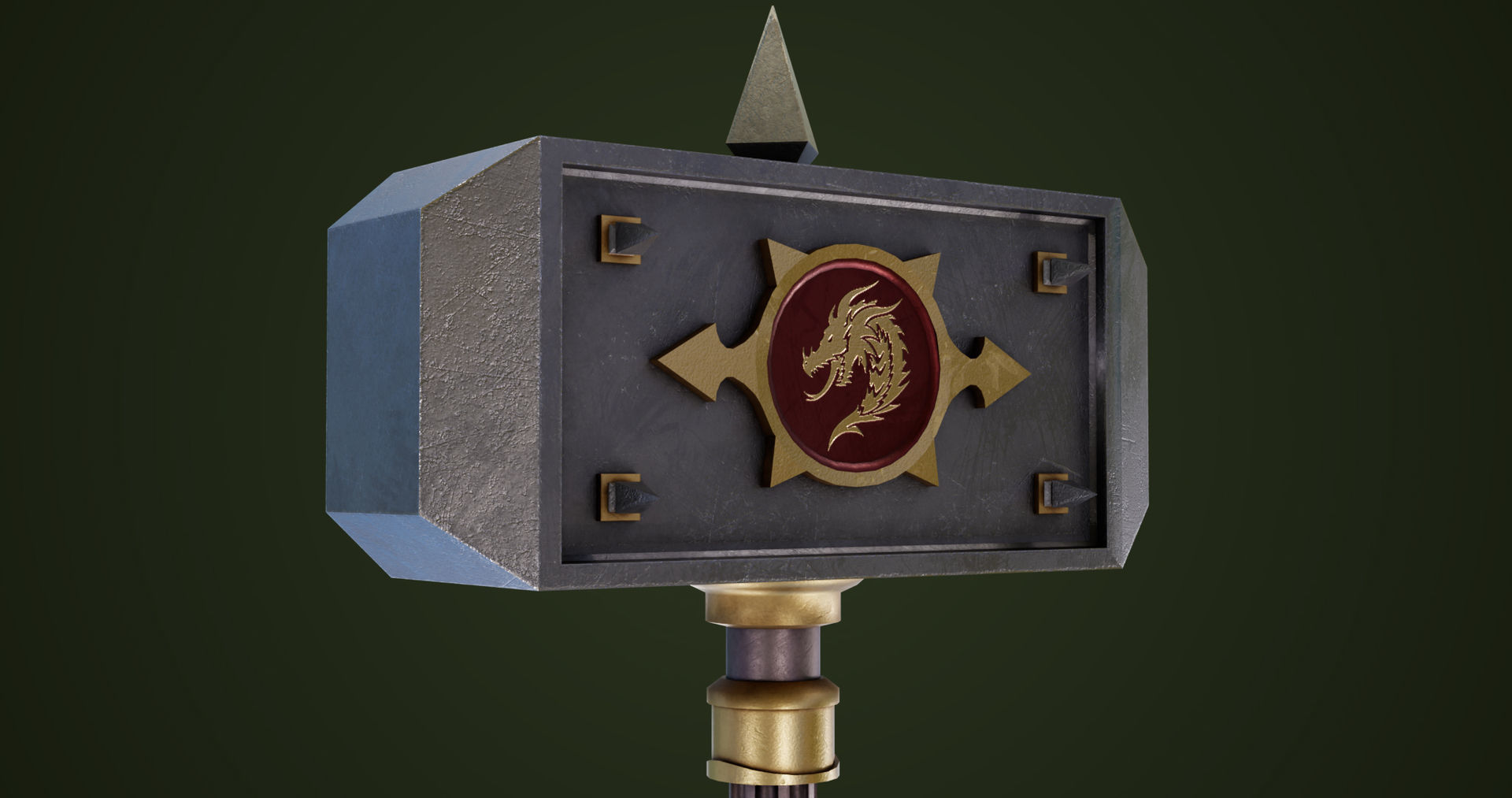 Battle Hammer 01 All PBR Unity UE V-Ray Textures Included Low-poly 3D model_9