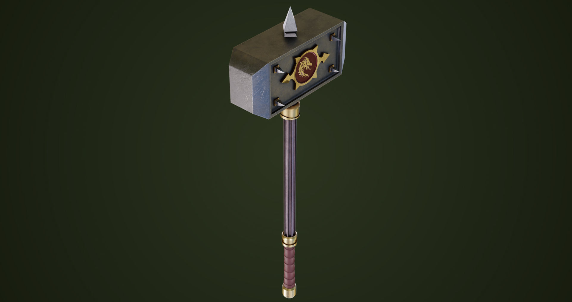 Battle Hammer 01 All PBR Unity UE V-Ray Textures Included Low-poly 3D model_19
