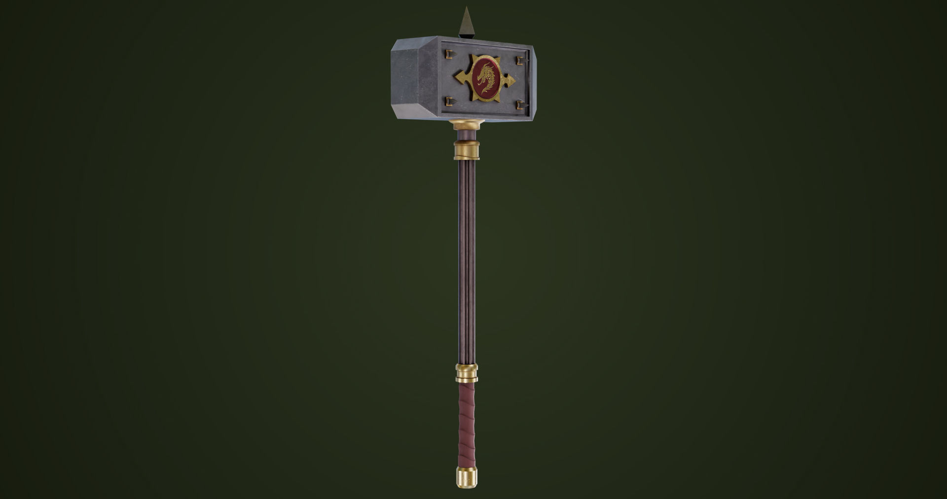 Battle Hammer 01 All PBR Unity UE V-Ray Textures Included Low-poly 3D model_2
