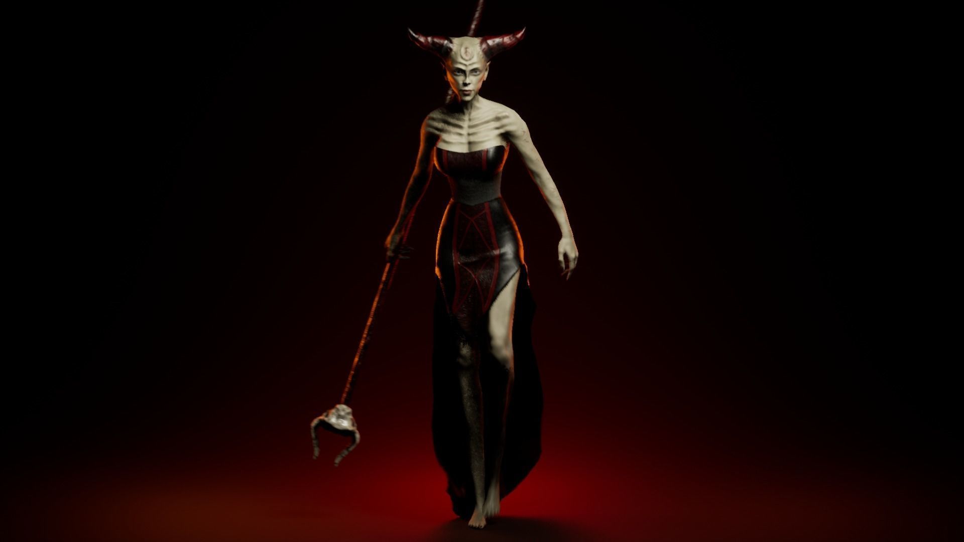 Woman Death Demon Low-poly 3D model_11