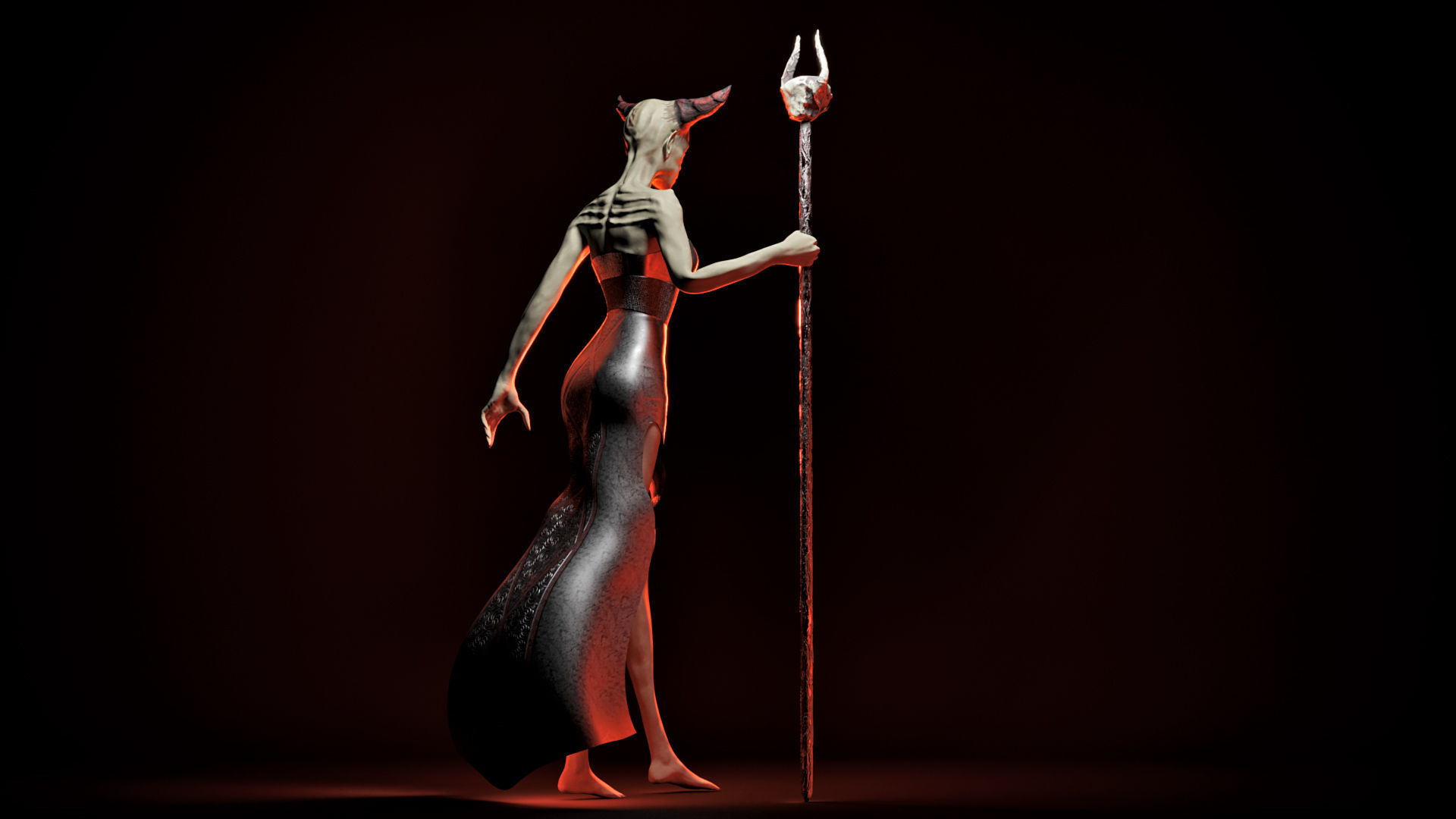 Woman Death Demon Low-poly 3D model_9