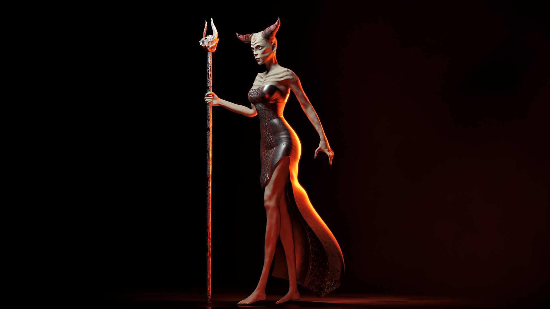 Woman Death Demon Low-poly 3D model_4
