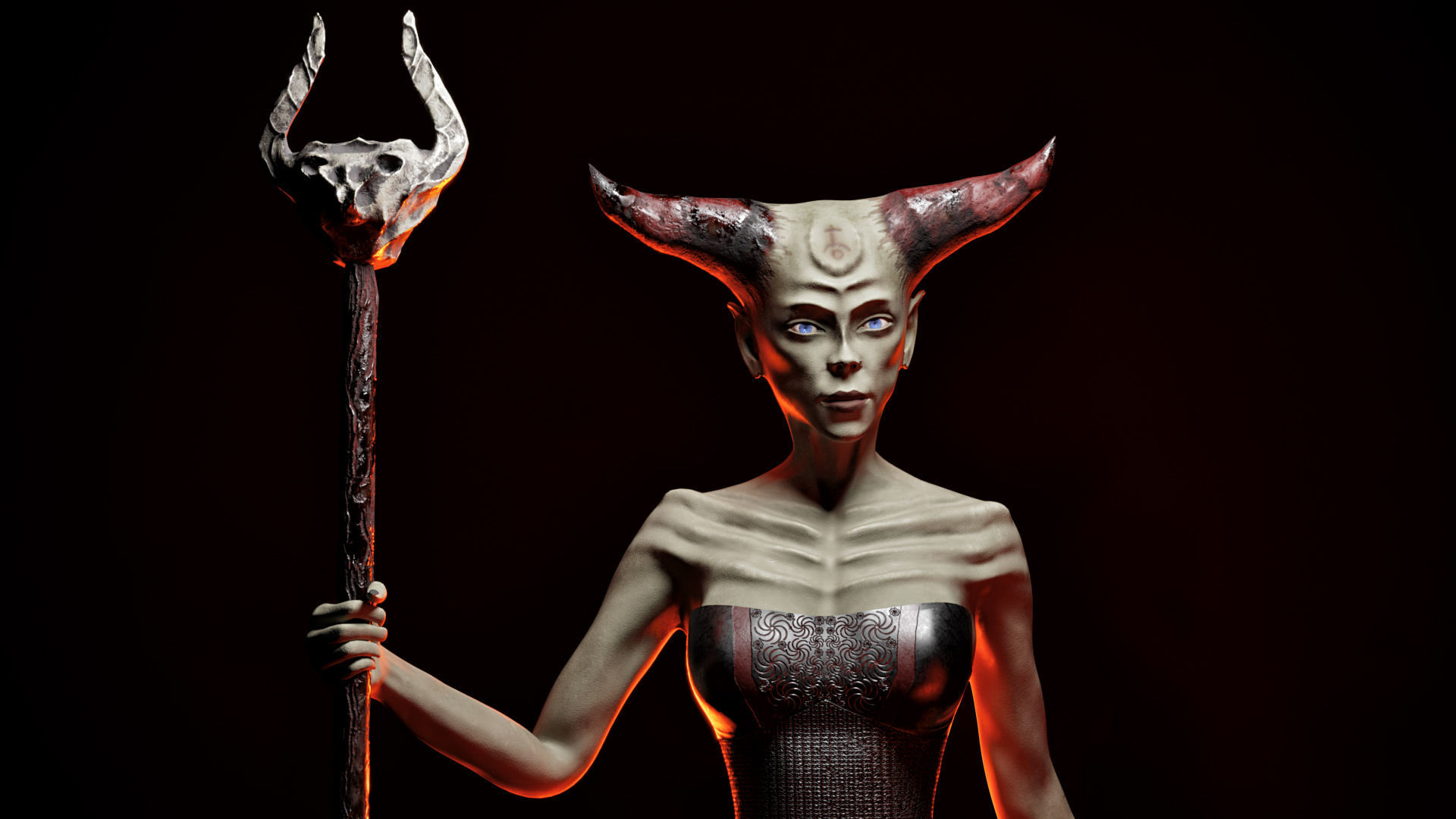 Woman Death Demon Low-poly 3D model_7