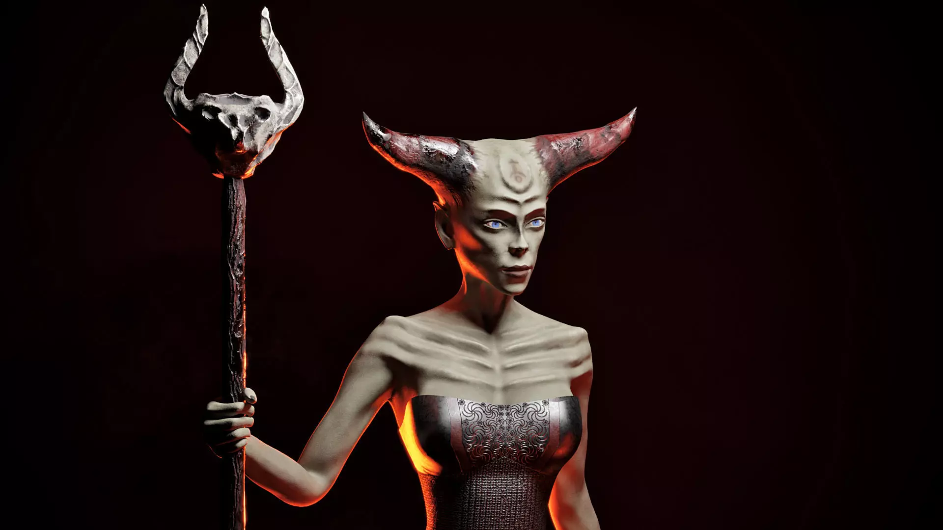 Woman Death Demon Low-poly 3D model_0
