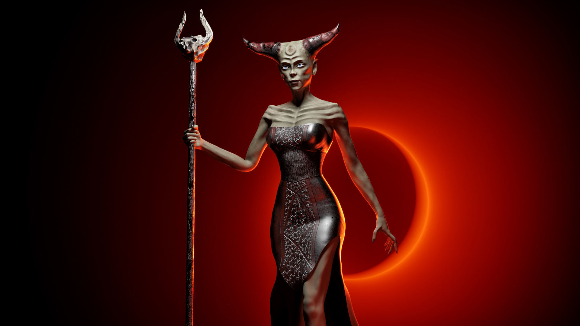 Woman Death Demon Low-poly 3D model_2