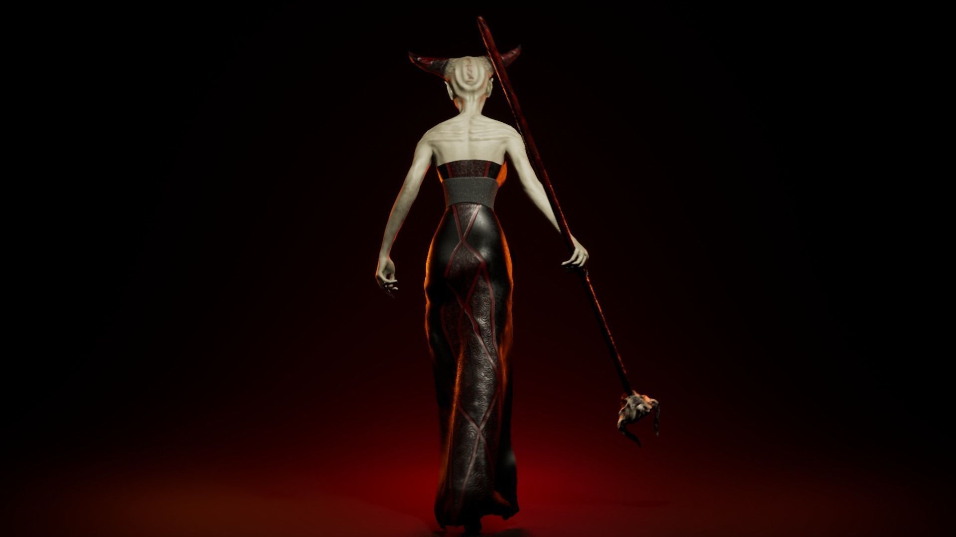 Woman Death Demon Low-poly 3D model_15