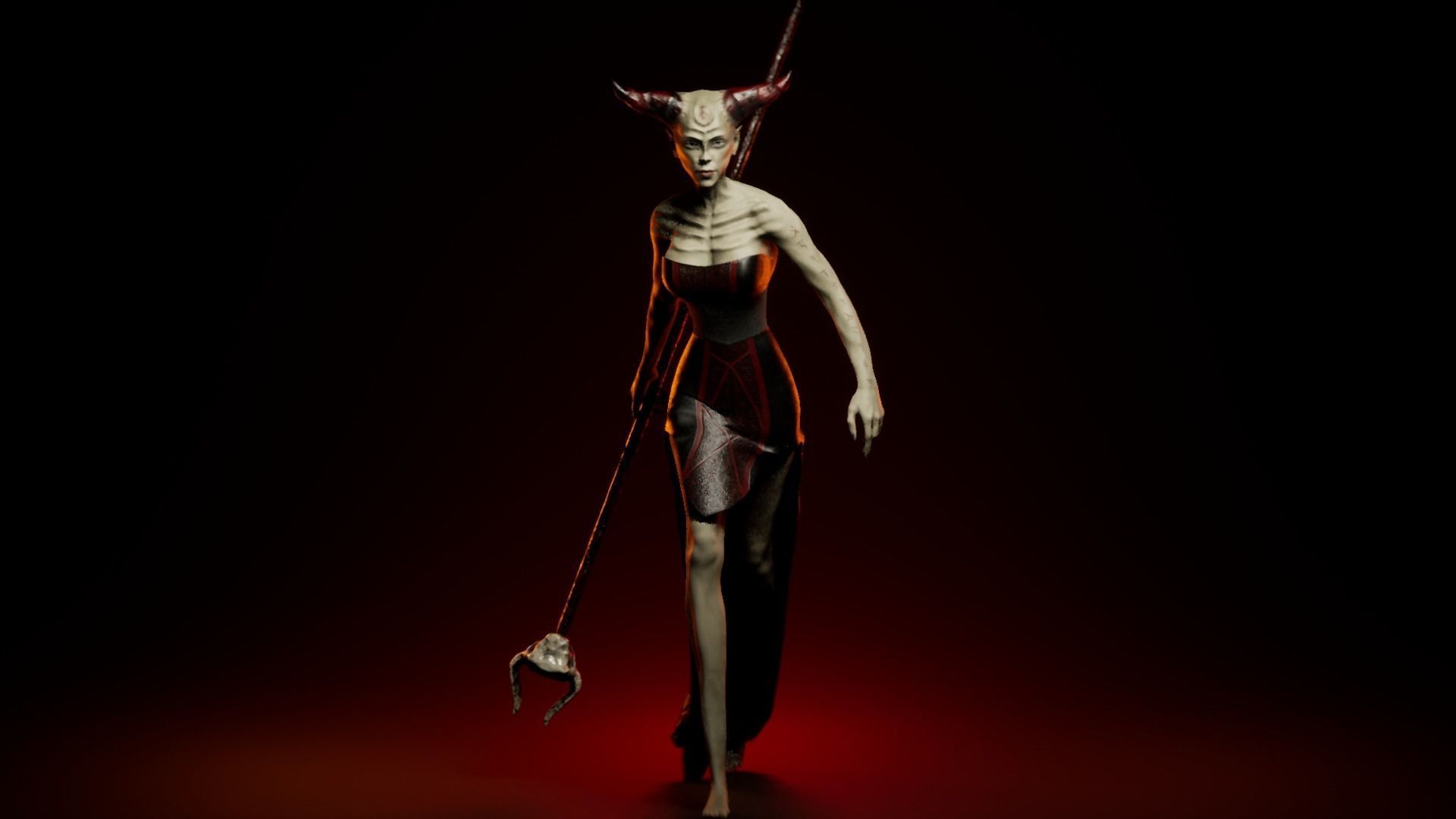 Woman Death Demon Low-poly 3D model_12