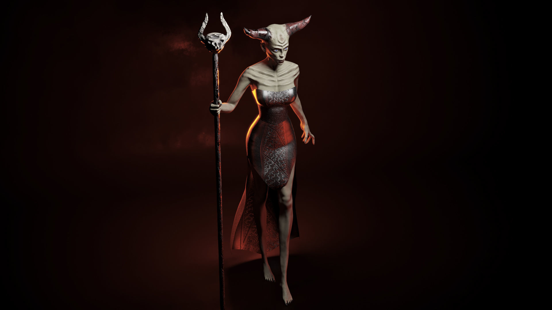 Woman Death Demon Low-poly 3D model_5