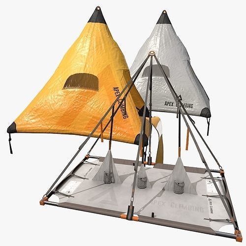 PortalEdges two tents and sleeping bag Low-poly 3D model